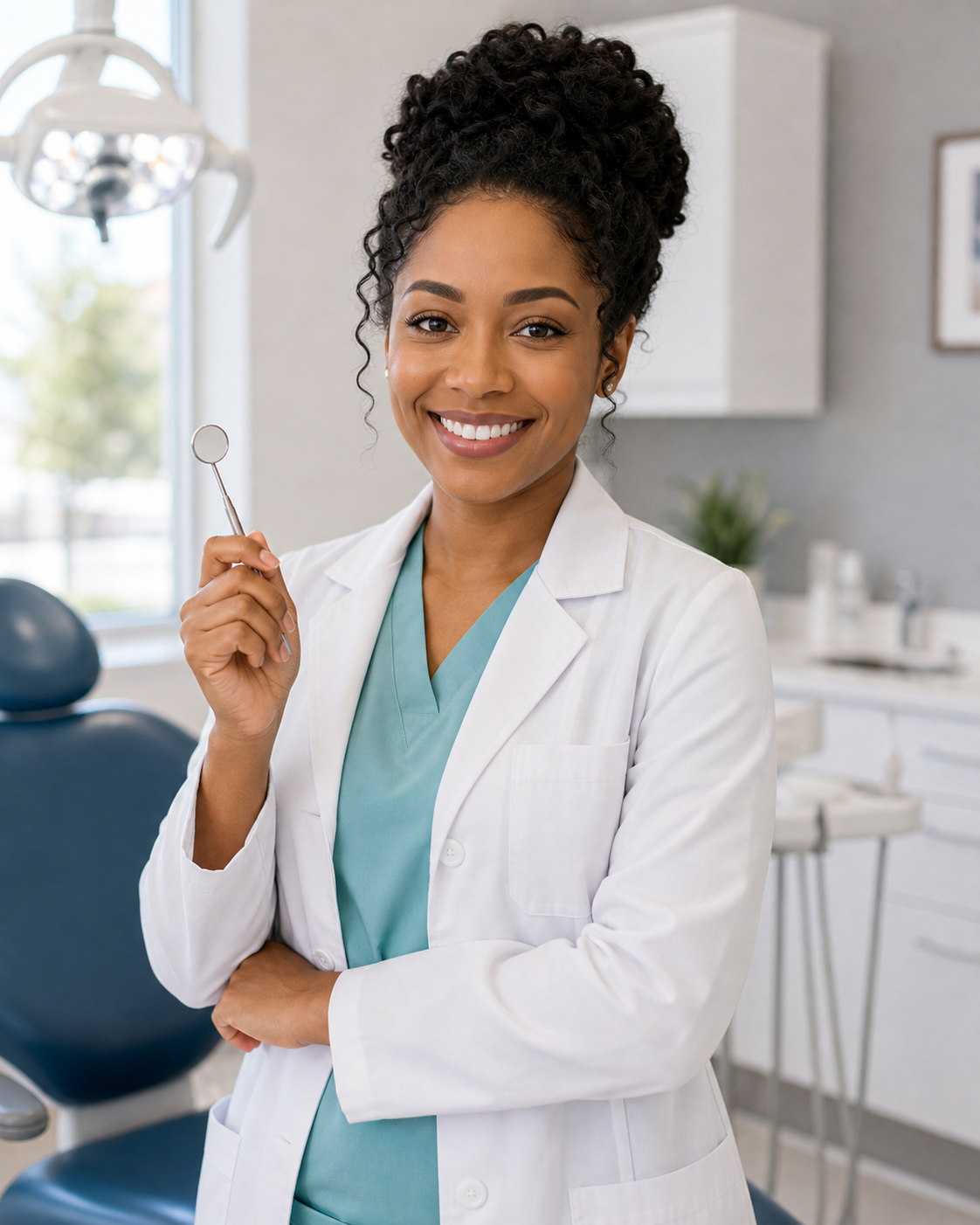 Stock-style adult dentist reference portrait.