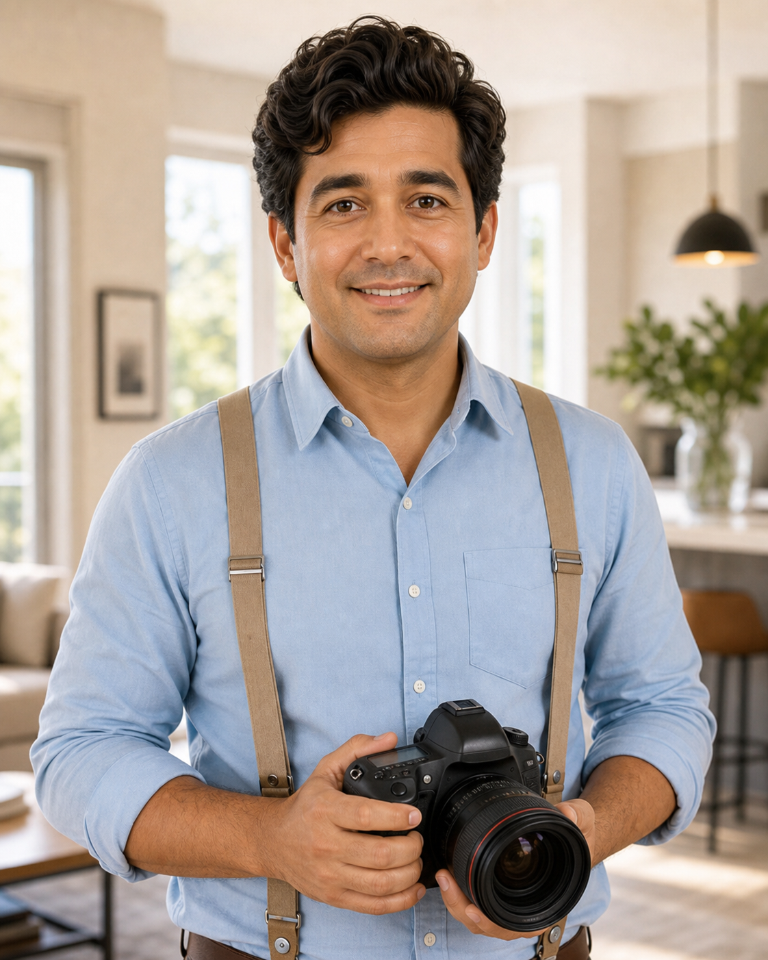 Stock-style adult professional photographer reference portrait.